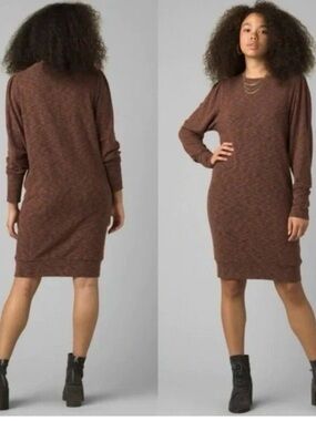 PrAna Marled Zada Crewneck Long-Sleeve Sweater in Rust Brown